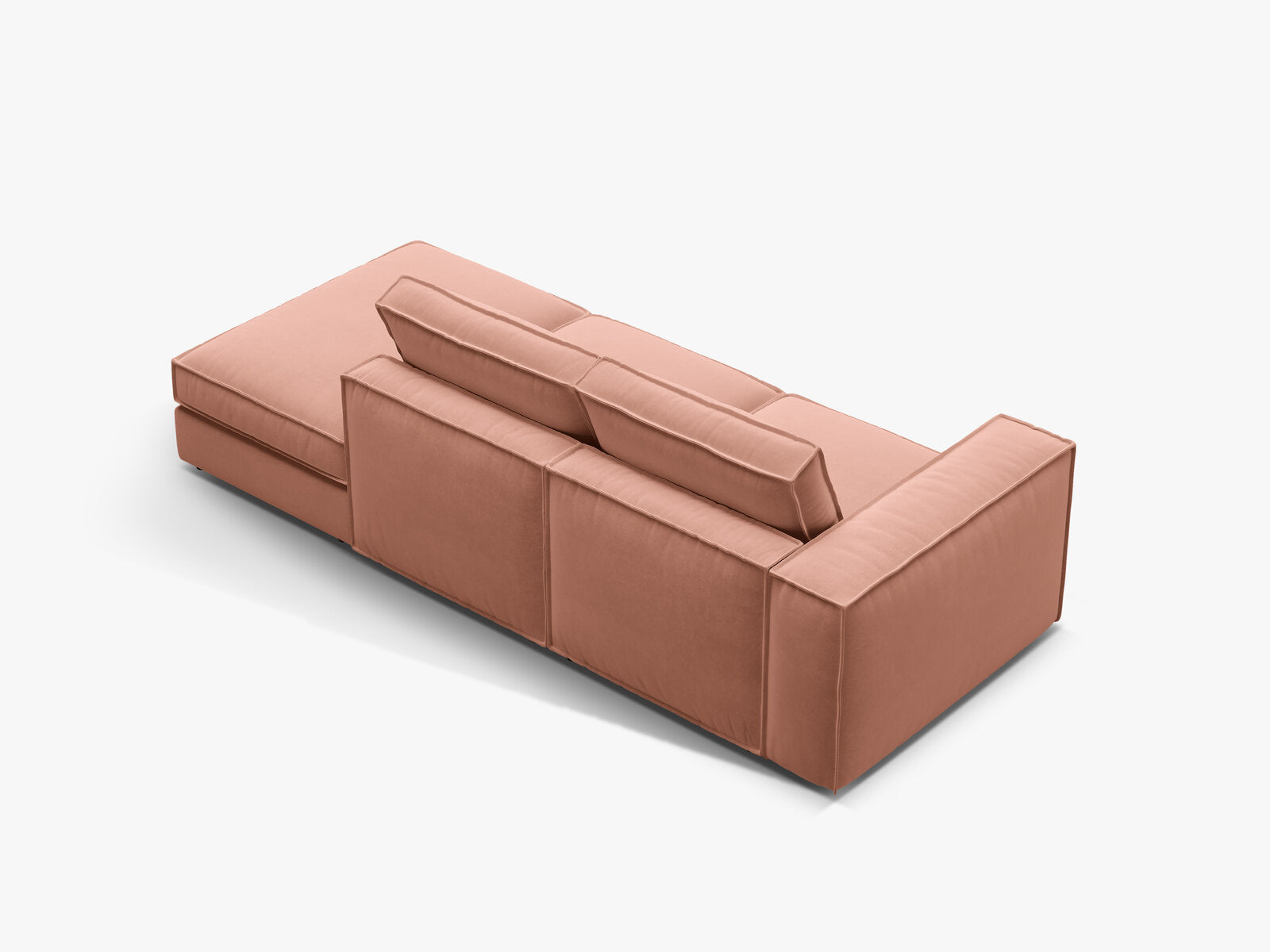 Micadoni modulares offenes Sofa Pola 3-Sitzer Rechts Samt Salvador Rosa