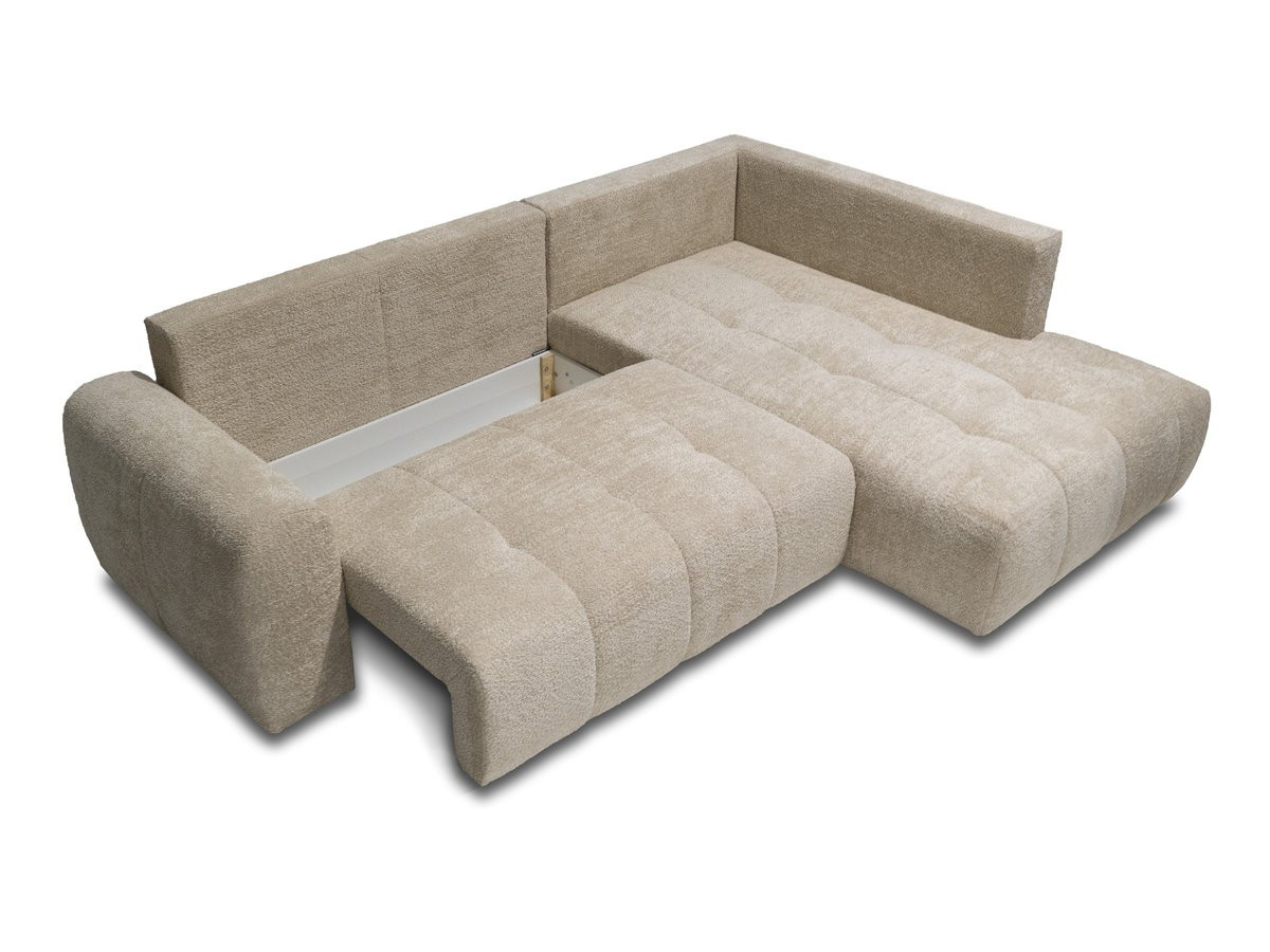 Bobochic Roxelane Ecksofa mit Schlaffunktion und Bettkasten Bouclé-Stoff Beige Ecke rechts