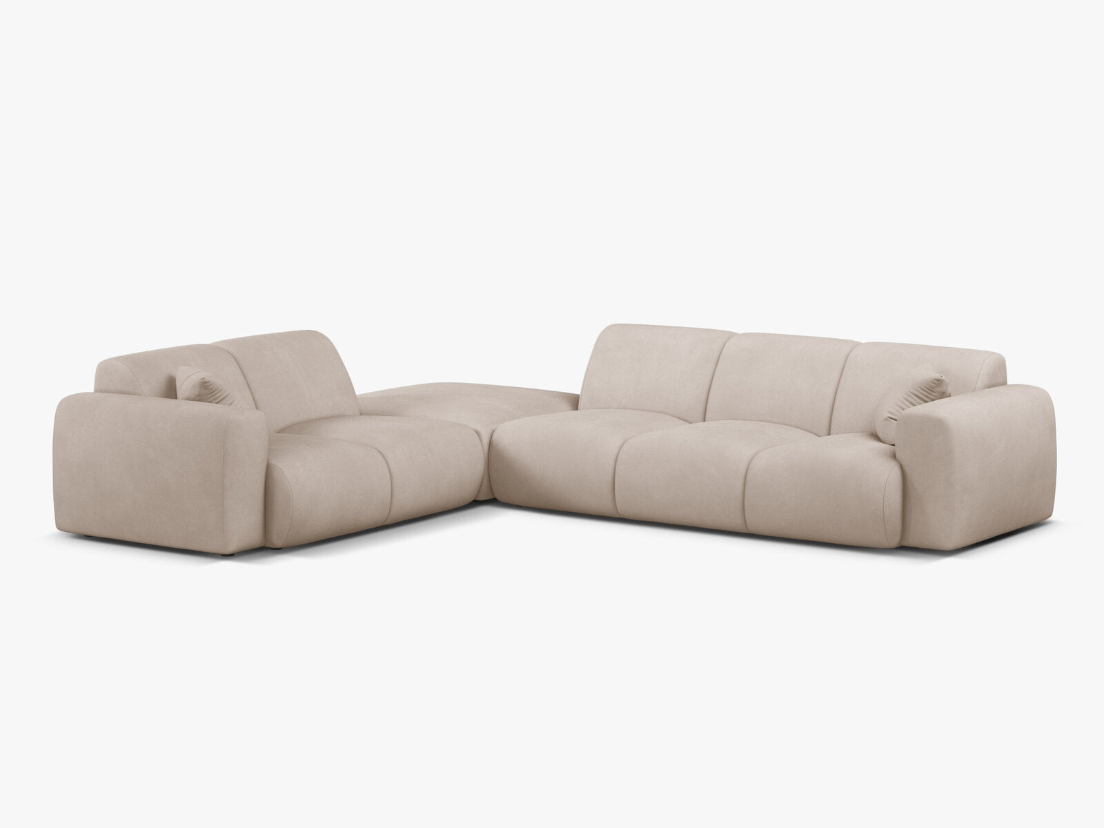 Micadoni Ecksofa Molino 6-Sitzer Links Strukturierter Stoff Rebel Beige