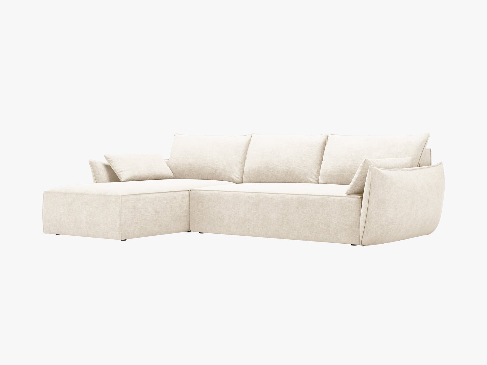 Micadoni Kaelle Ecksofa 4-Sitzer mit Schlaffunktion Rechts Chenille Over The Horizon Helles Beige