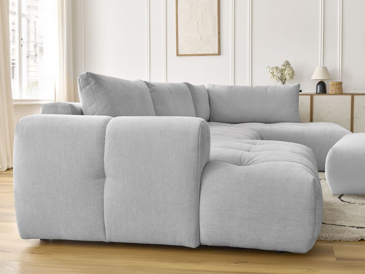 Bobochic Fuji Wohnlandschaft mit Pouf Stoff Hellgrau Ecke links