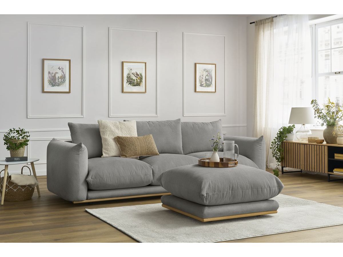 Bobochic Ernest Sofa 4-Sitzer mit Pouf Stoff Dunkelgrau