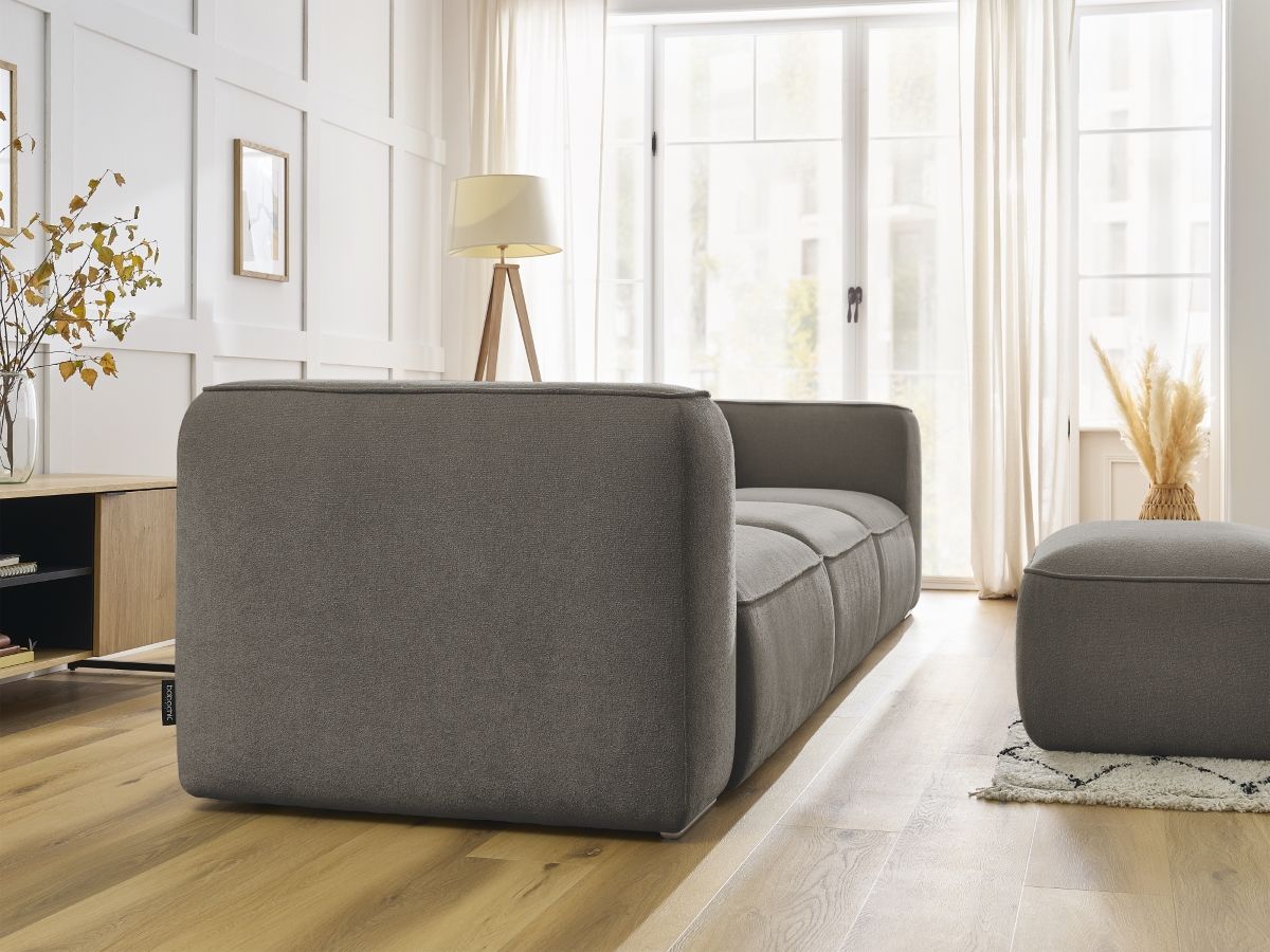 Bobochic Zephyr Sofa 4-Sitzer mit Pouf Strukturstoff Taupe