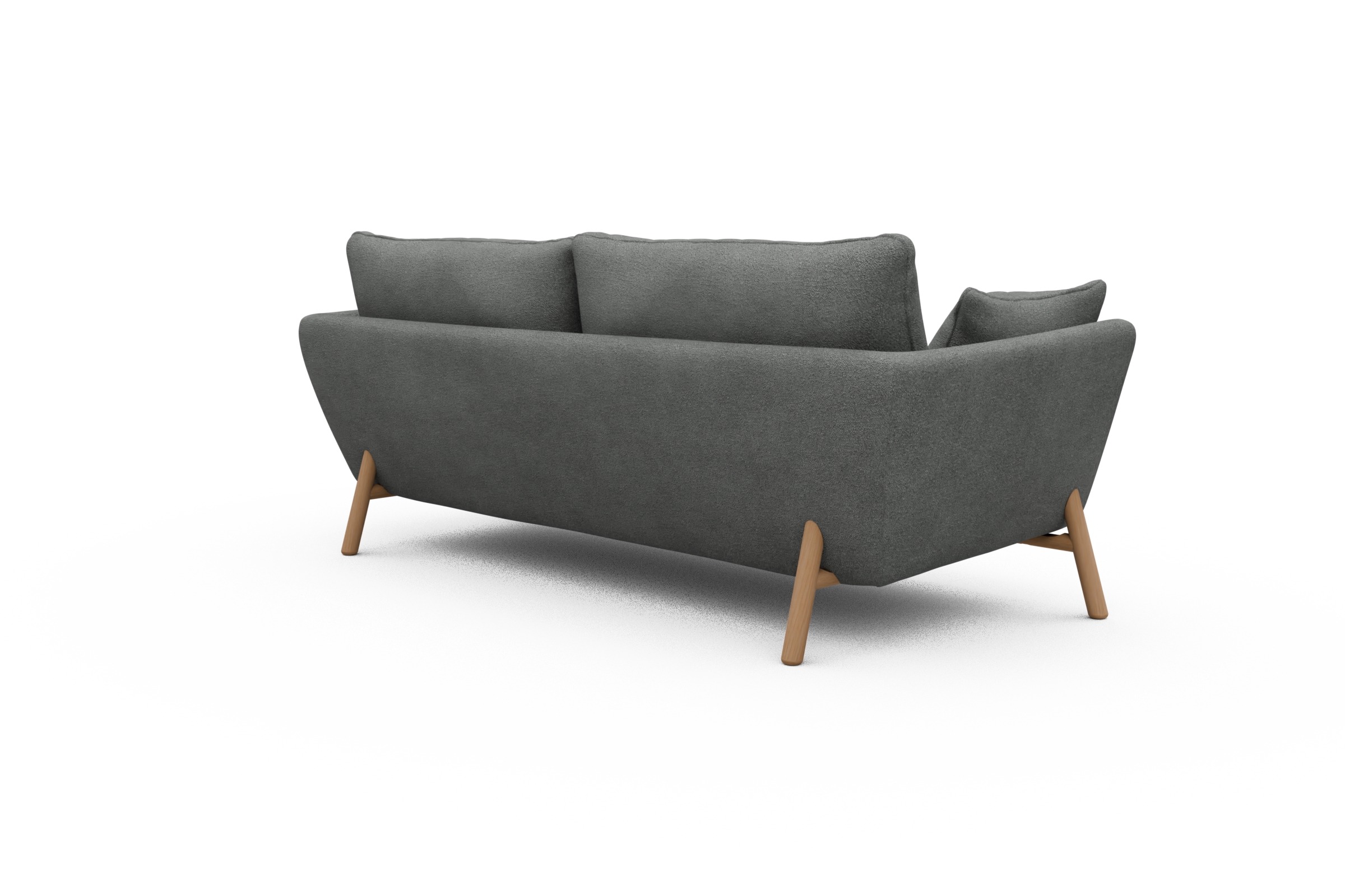 Sofa Emil 3-Sitzer Beinfarbe Eiche Natur Boucle-Ash-Grey