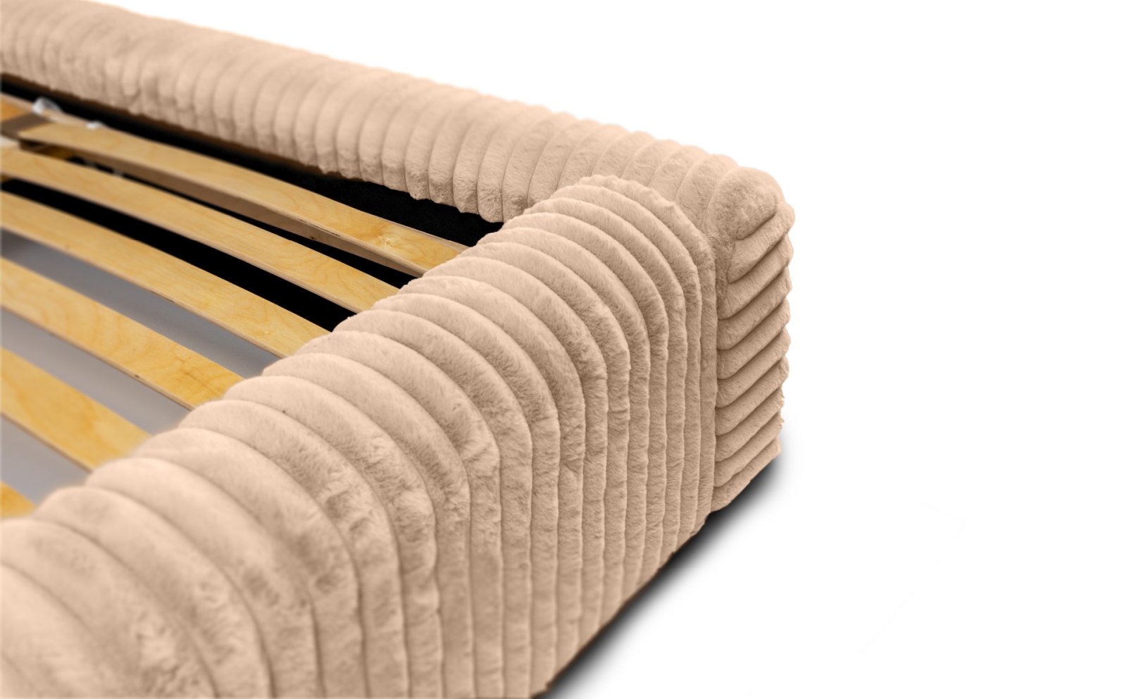 Polsterbett Miloa Softcord mit Fellstruktur 160x200 mit Holzrahmen Vito 26