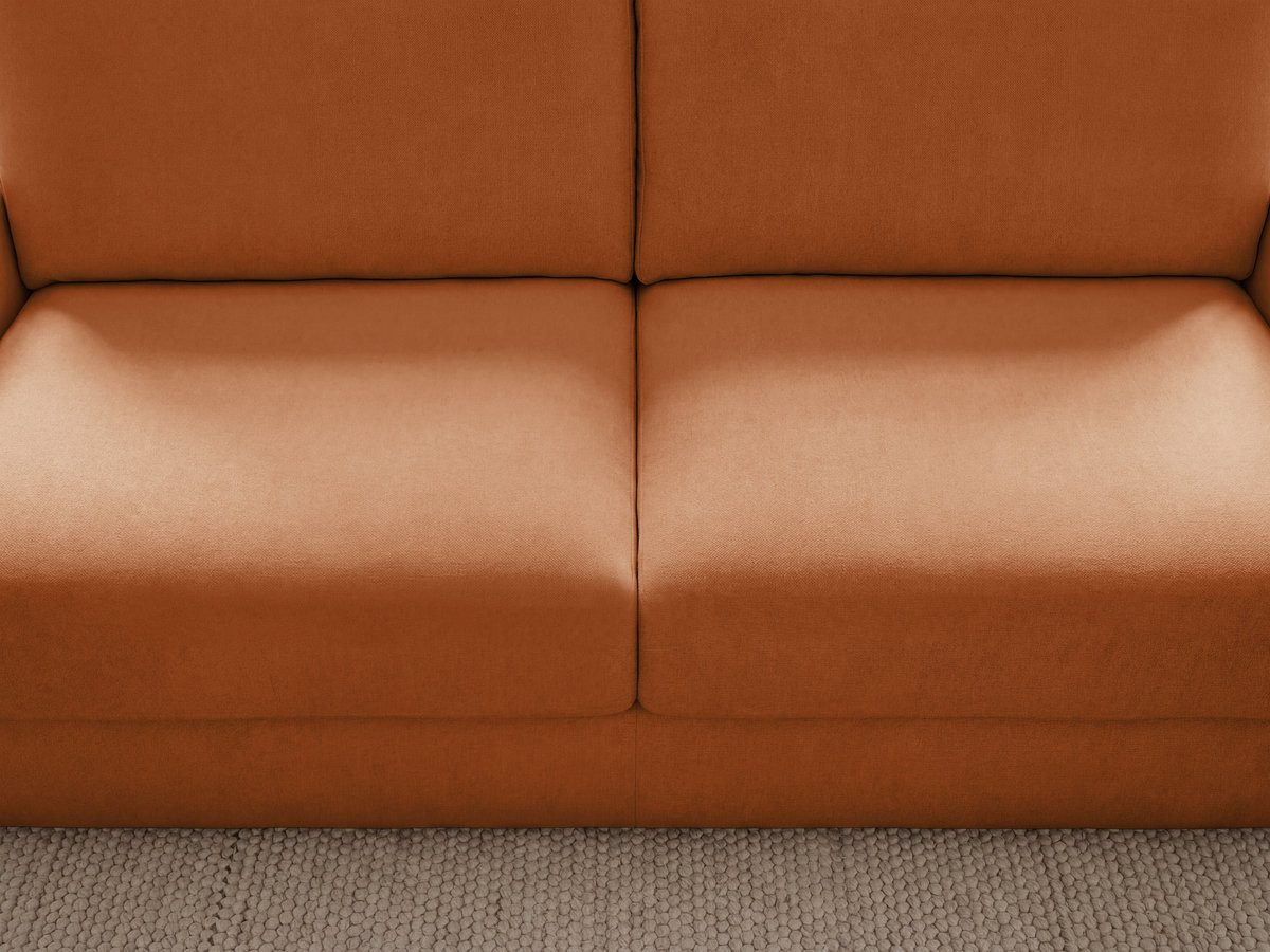 Bobochic Kenan Schlafsofa 3-Sitzer Stoff Orange, Liegefläche 140 × 196 cm