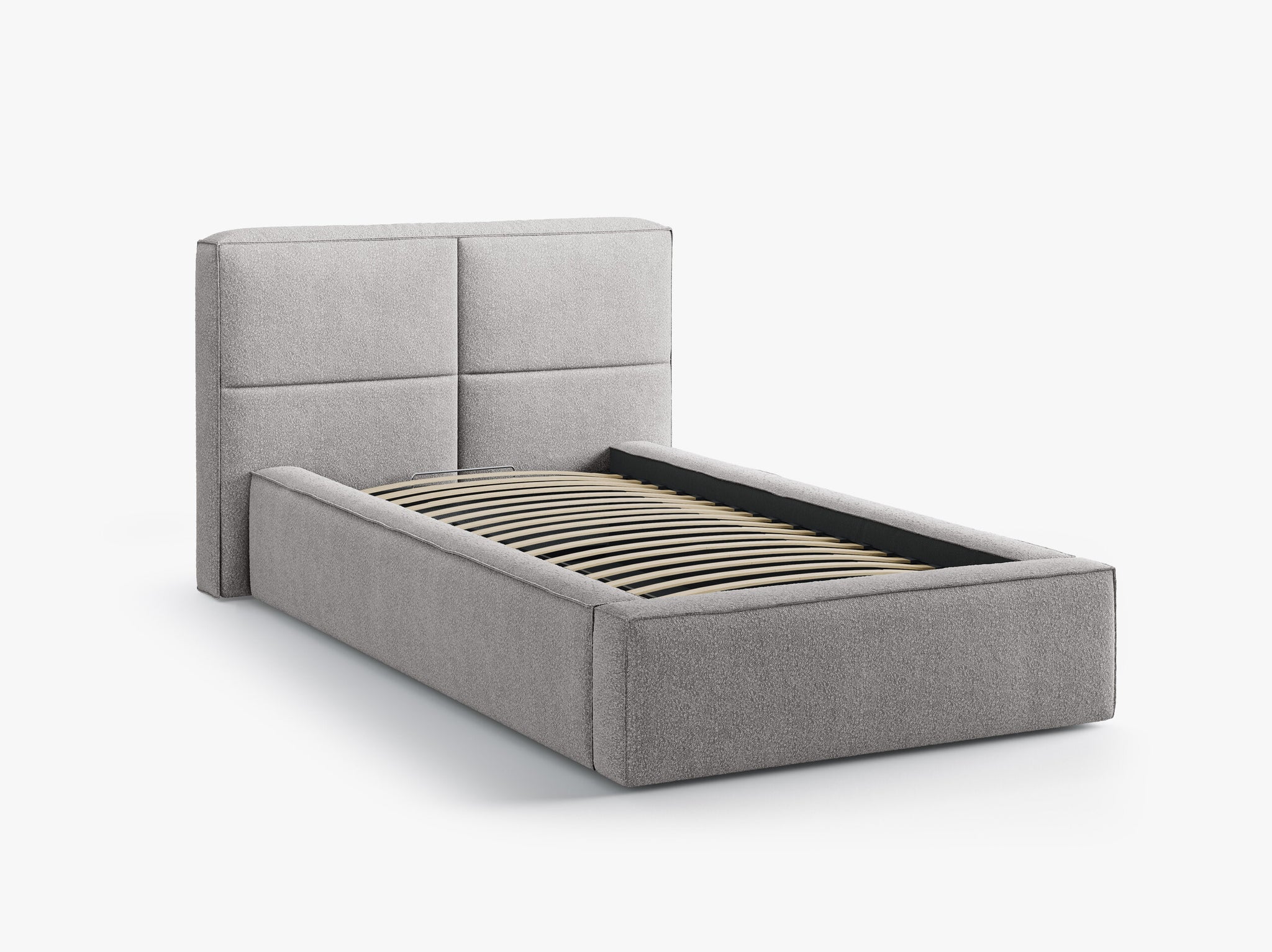 Micadoni Stauraumbett mit Kopfteil Darren Boucle Legend Dunkelbeige 90x200