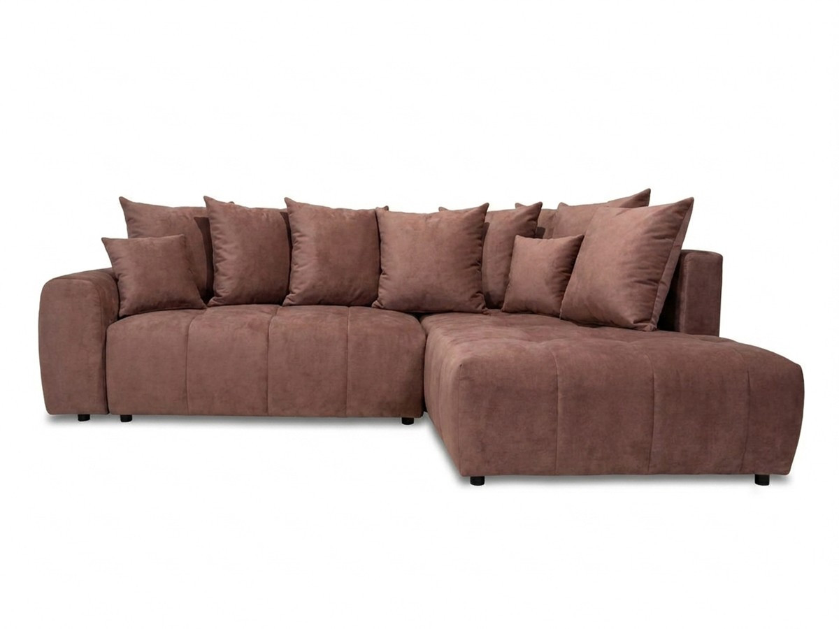 Bobochic Roxelane Ecksofa mit Schlaffunktion und Bettkasten Melange-Stoff Rot Ecke rechts