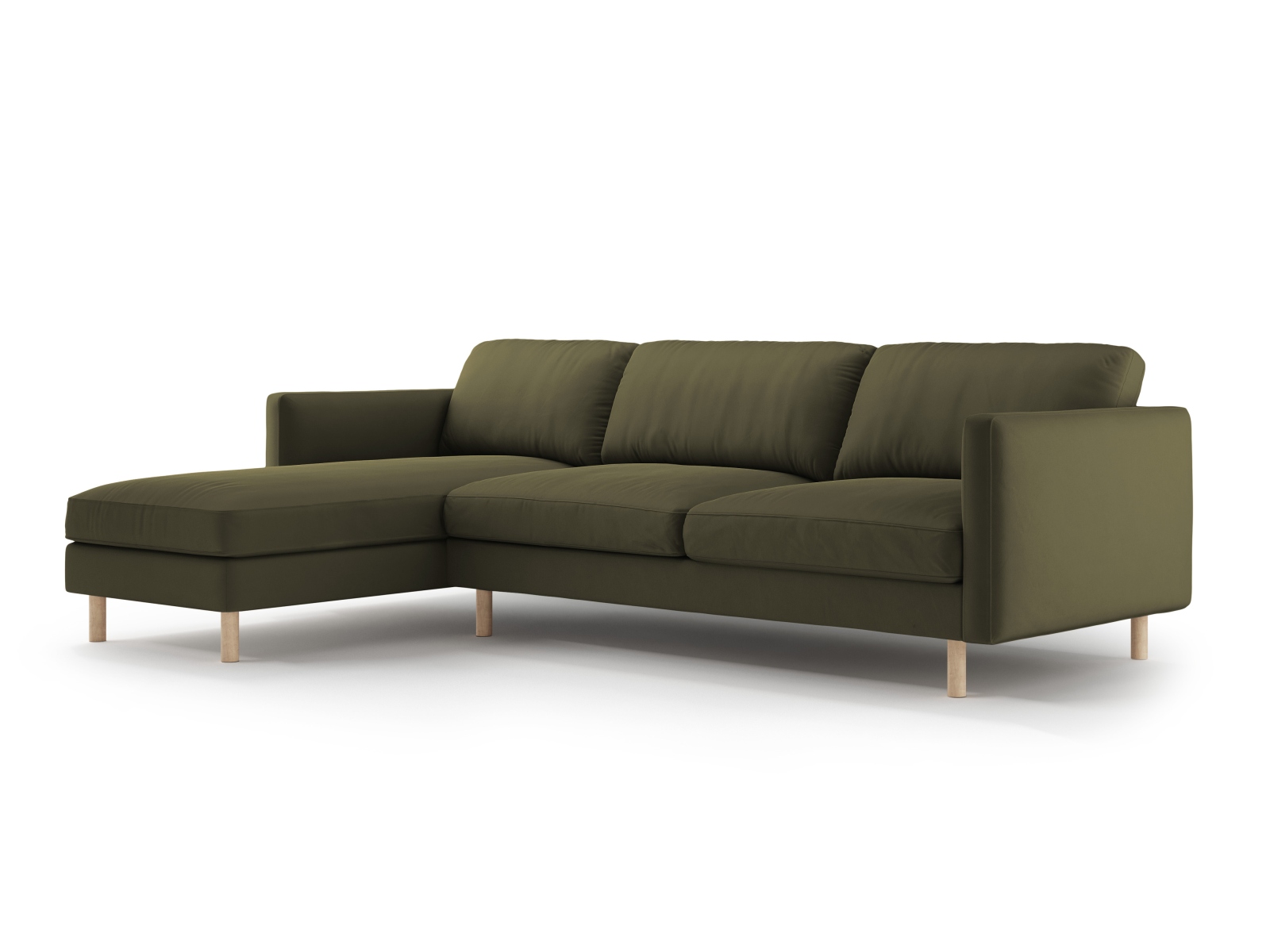 Micadoni Ecksofa Eden 4-Sitzer Links Samt Moßgrün Melange
