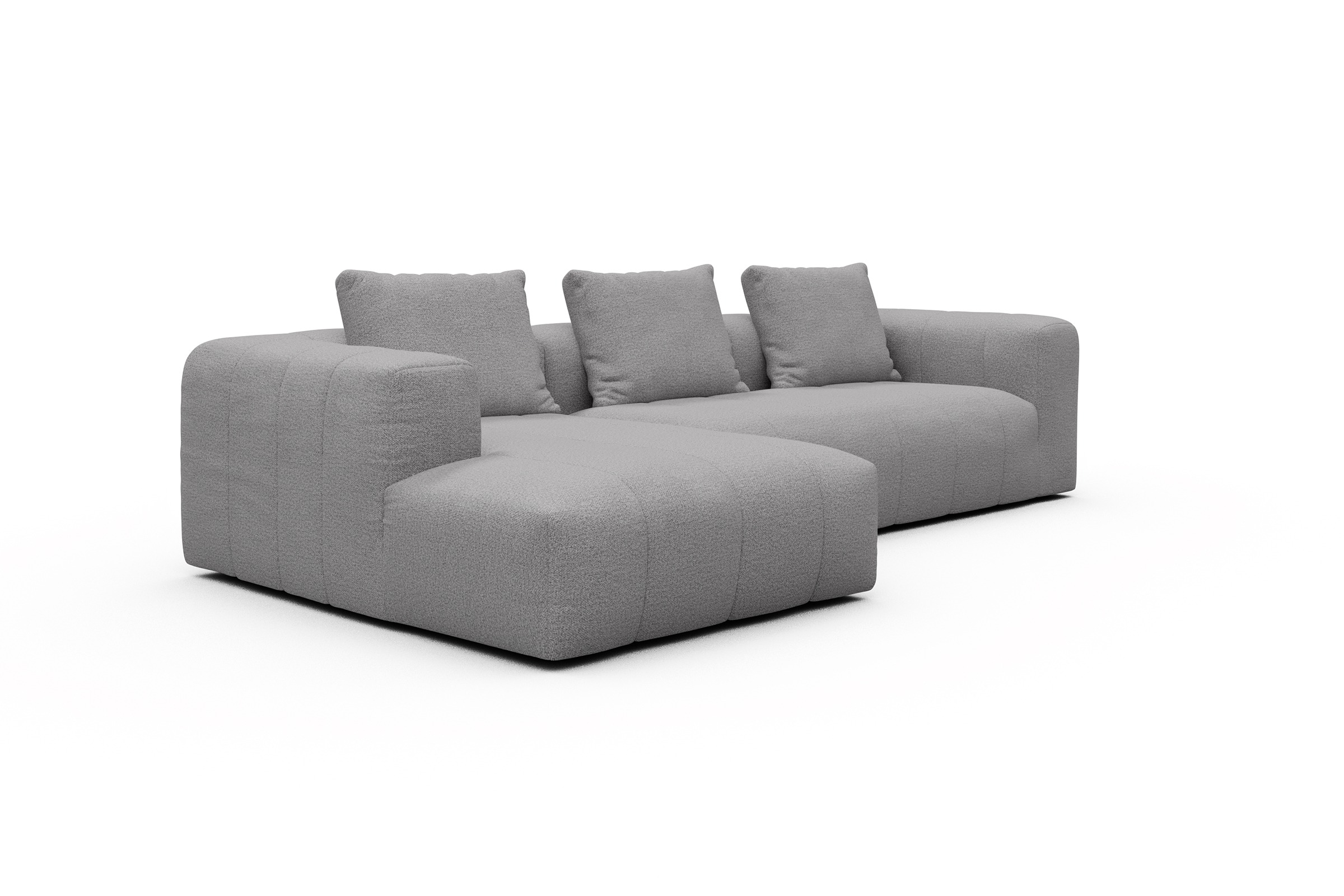 Ecksofa Hugo 2,5-Sitzer Armlehne rechts mit Chaiselongue Sama-Grey