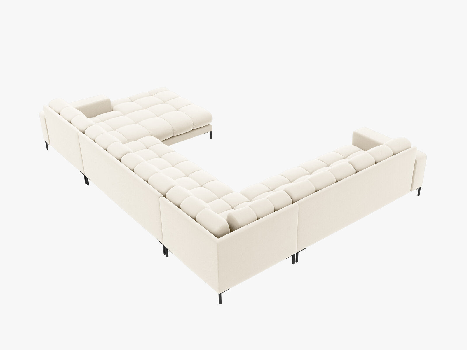 Micadoni Wohnlandschaft Mamaia 7-Sitzer Links Samt Bluvel Helles Beige schwarze Beine