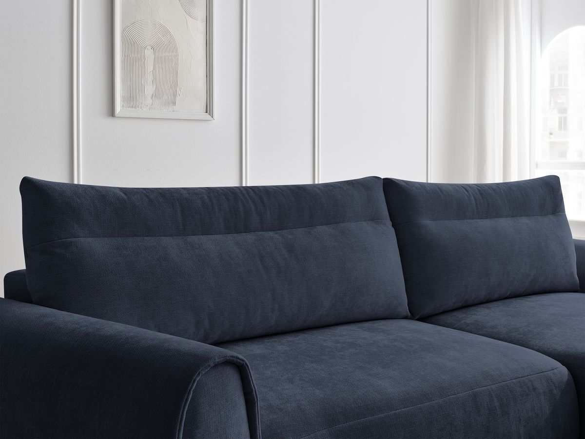 Bobochic Aden Ecksofa 293 × 152 cm Stoff Dunkelblau Ecke rechts