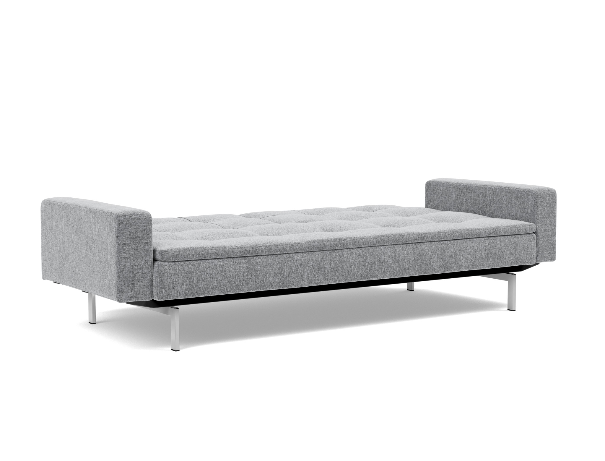 Schlafsofa Dublexo mit Armlehnen Strukturierter Stoff Twist 565-Granite Beine Chrom