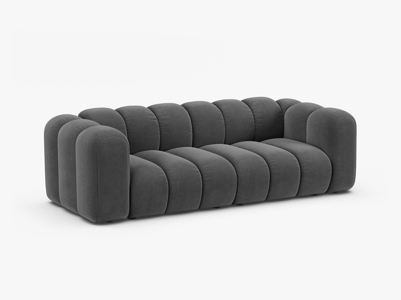 Micadoni Sofa Lupine 3-Sitzer Samt Venus Grau