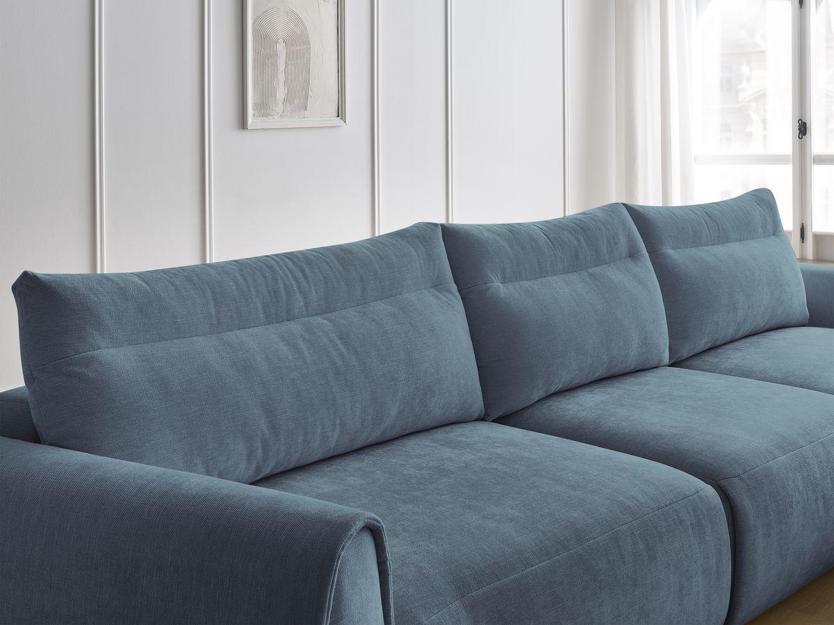 Bobochic Aden Ecksofa 386 × 152 cm Stoff Hellblau Ecke rechts