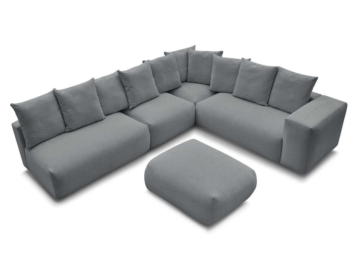 Bobochic Voltaire Ecksofa mit Pouf 322 × 268 cm Melange-Stoff Dunkelgrau Ecke rechts