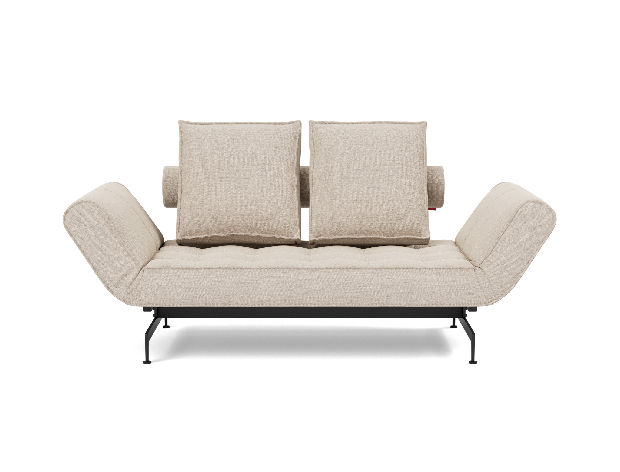 Tagesbett Ghia Webstoff Blida 612-Sand-Grey Beine Laser schwarz