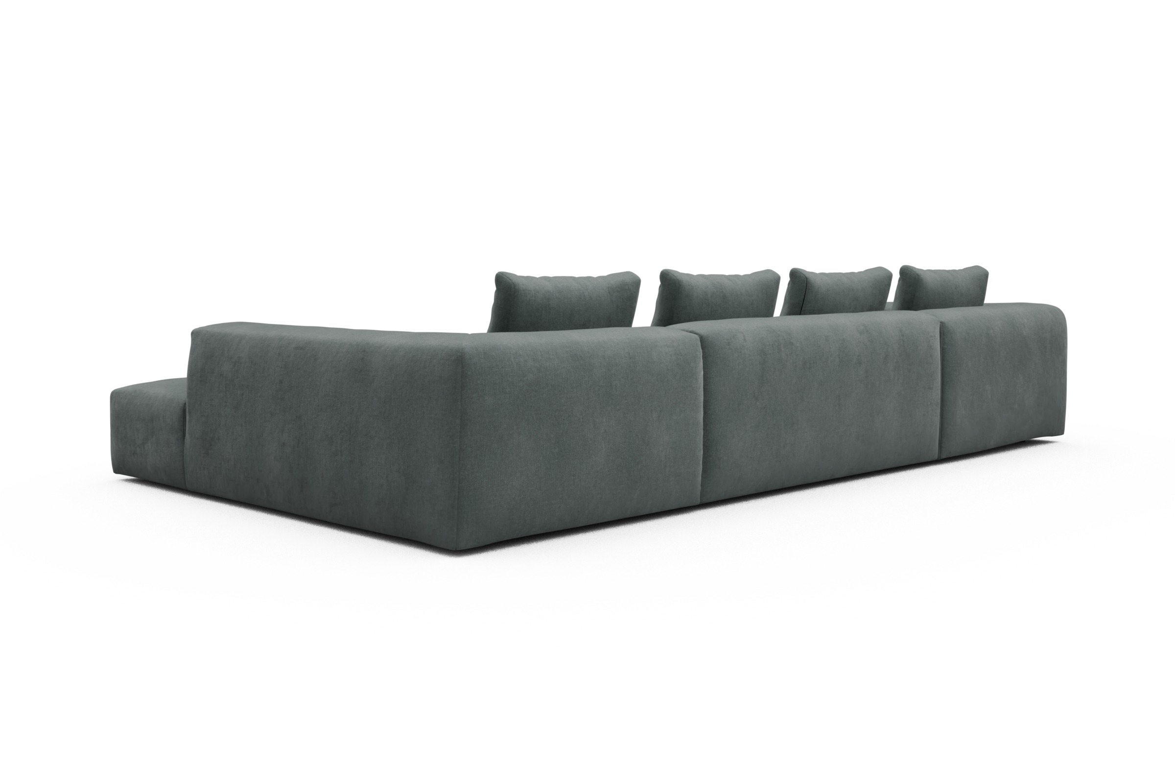 Wohnlandschaft Fred Relax-Ecke rechts mit 2-Sitzer und Chaiselongue links Smooth-Silver-Grey