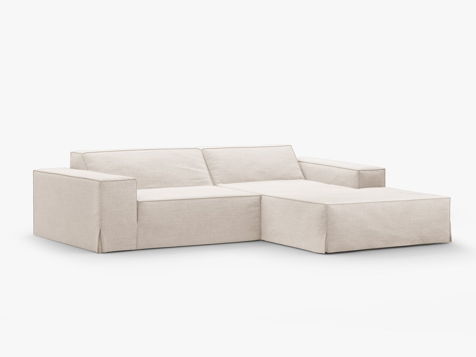 Micadoni Ecksofa Jodie 3-Sitzer Rechts Strukturierter Stoff Lins Beige