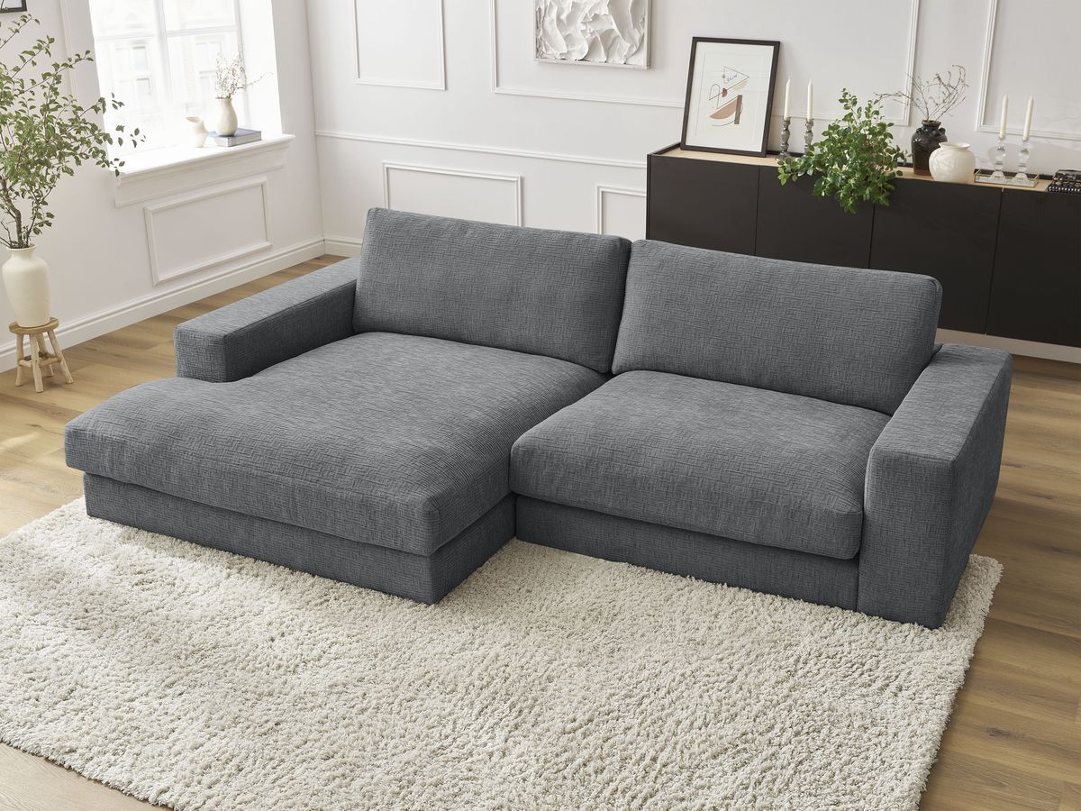 Bobochic Leonard Ecksofa 274 × 159 cm Strukturstoff Dunkelgrau Ecke links