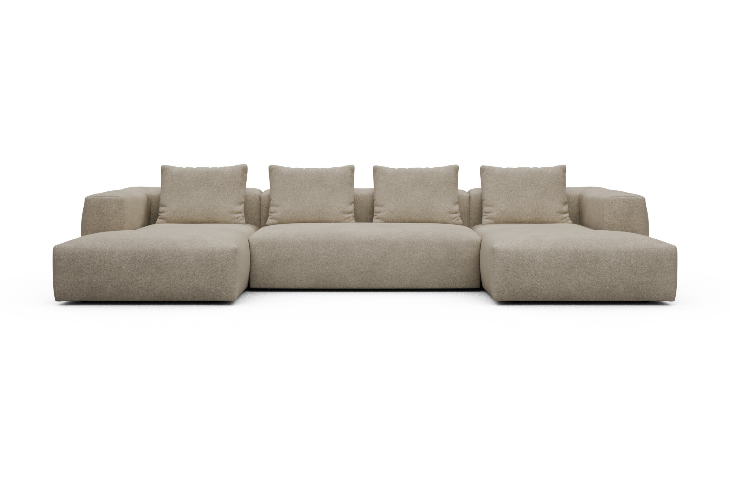 Skandi Home Wohnlandschaft Fred mit 2-Sitzer und Chaiselongue beidseitig Boucle-Belge moebelfaktor