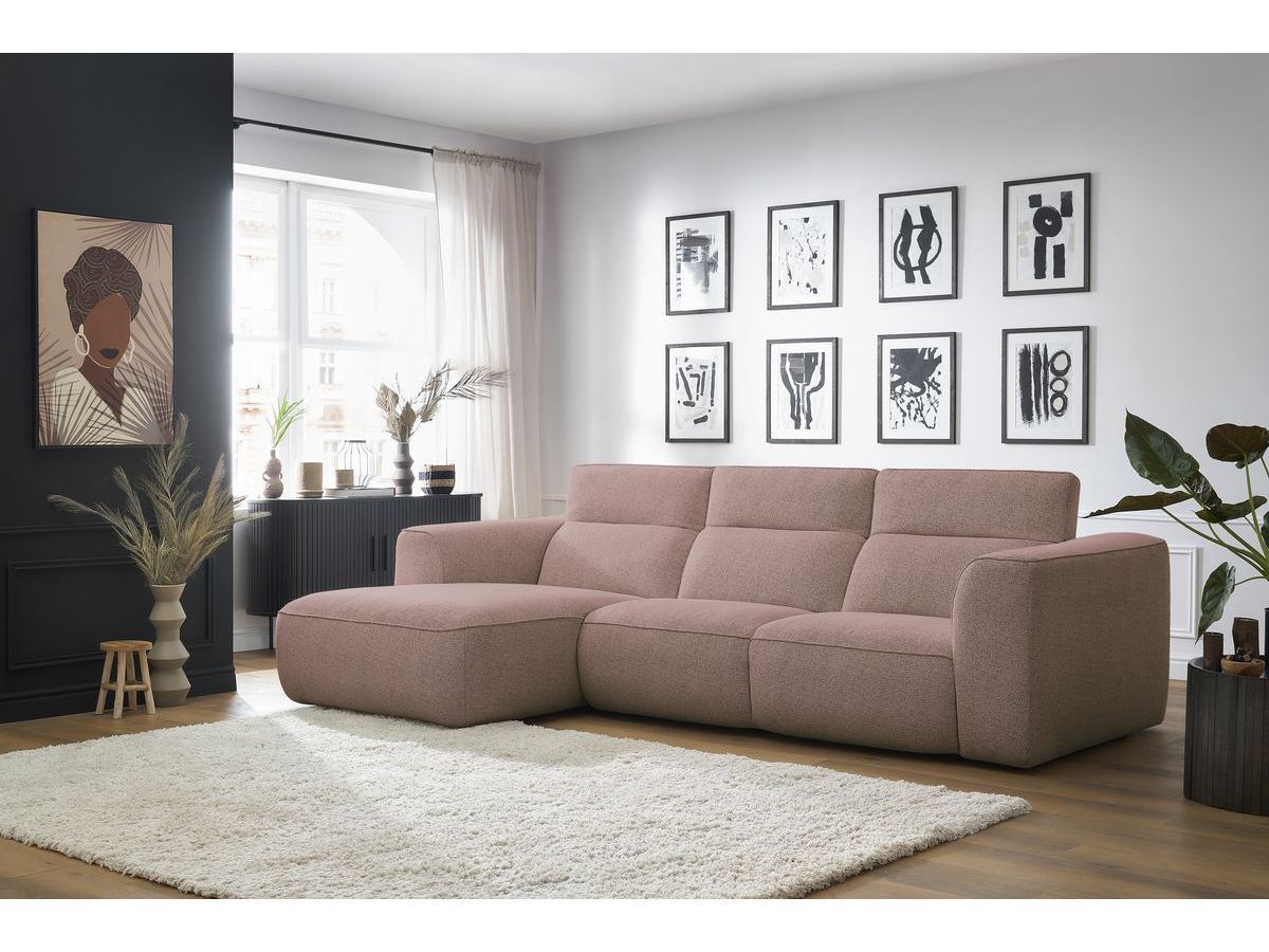 Bobochic William Ecksofa Melange-Stoff Rosa Ecke links