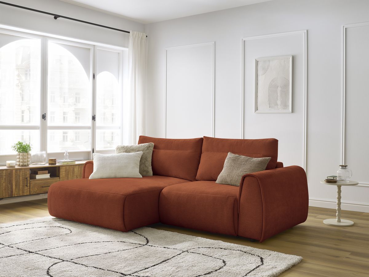 Bobochic Aden Ecksofa 246 × 152 cm Stoff Orange Ecke links