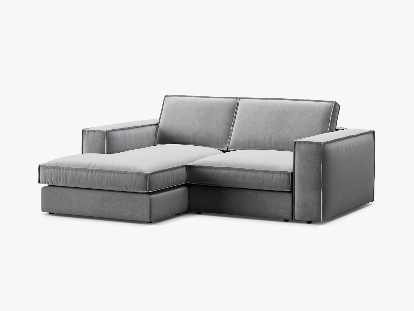 Micadoni modulares Ecksofa Pola 2-Sitzer kleine Version Links Samt Salvador Grau