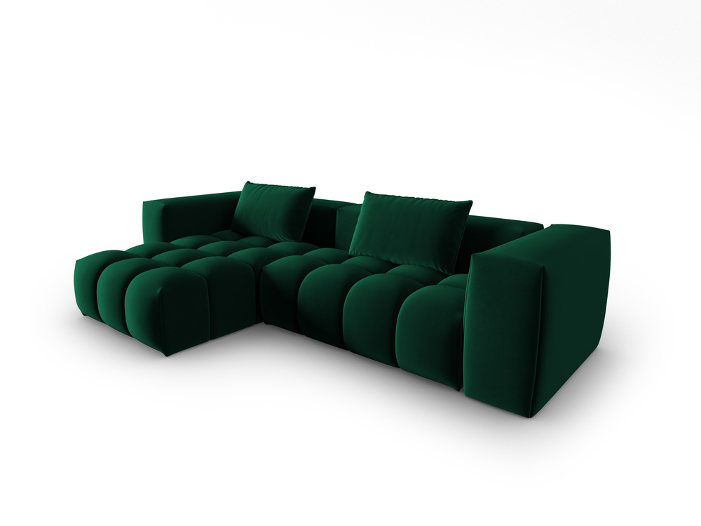 Cosmopolitan Design Ecksofa Verona 3-Sitzer Samt Casino Flaschengrün Links