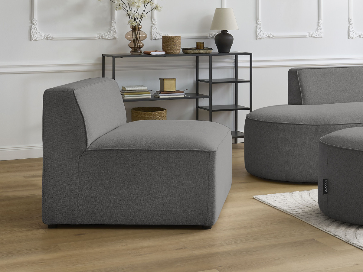Bobochic Rousseau Sofamodul 1-Sitzer Melange-Stoff Dunkelgrau