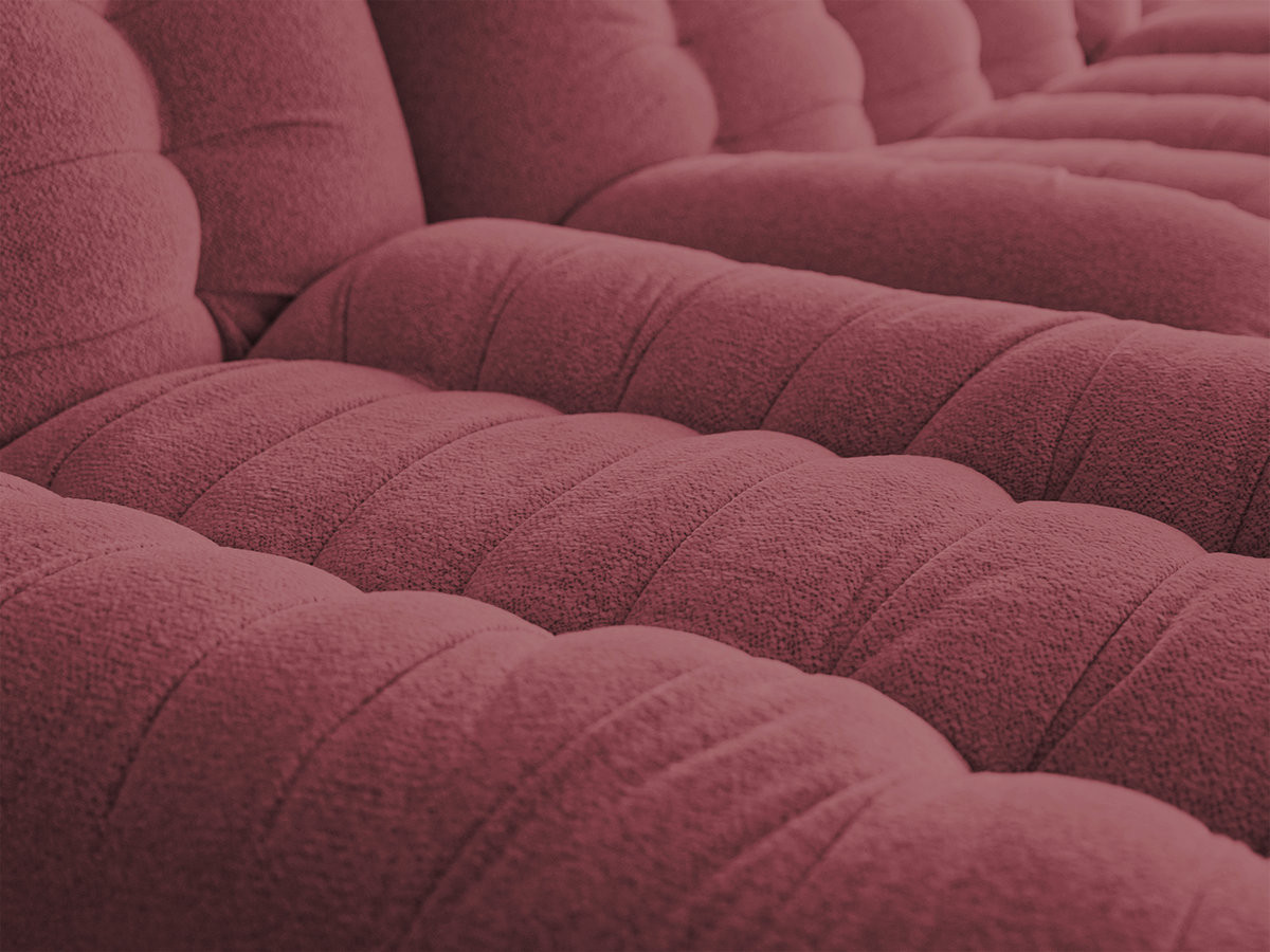 Bobochic Serena Sofa 4-Sitzer mit Pouf Melange-Stoff Rot