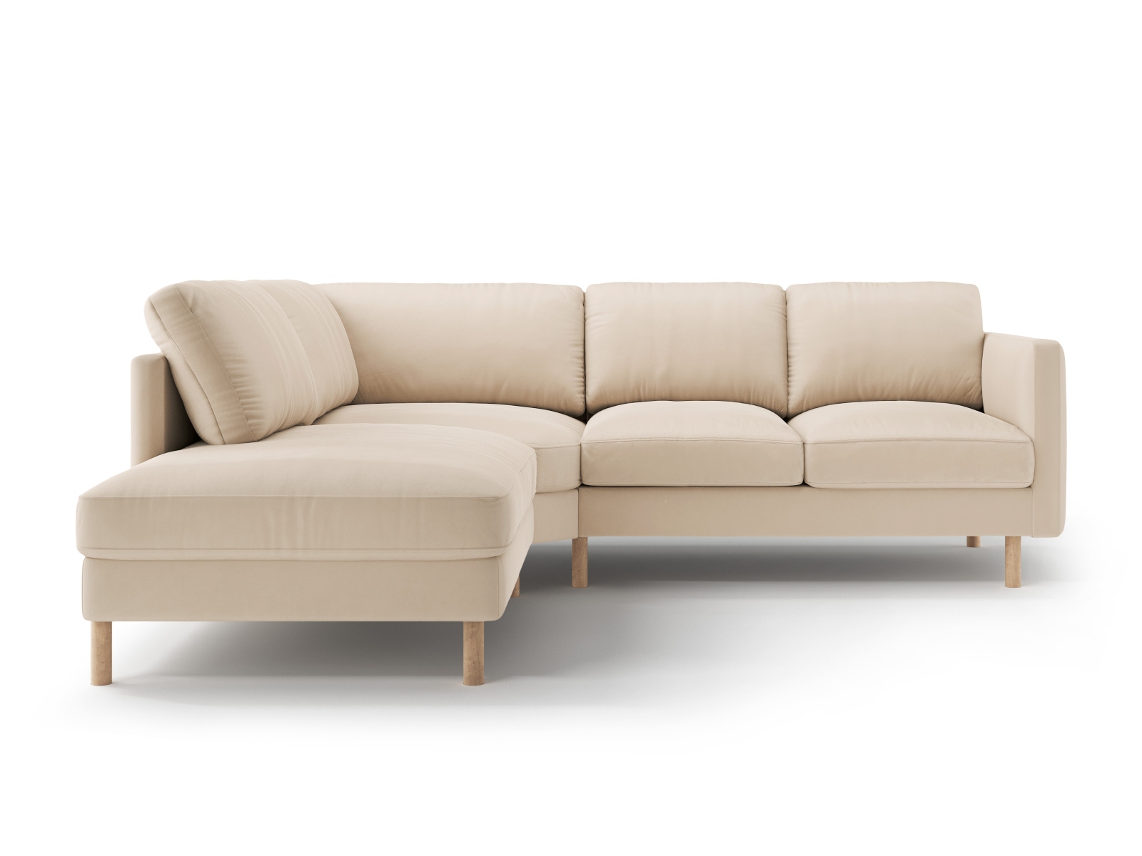 Micadoni Symmetrisches Ecksofa Eden 4-Sitzer Links Samt Nude