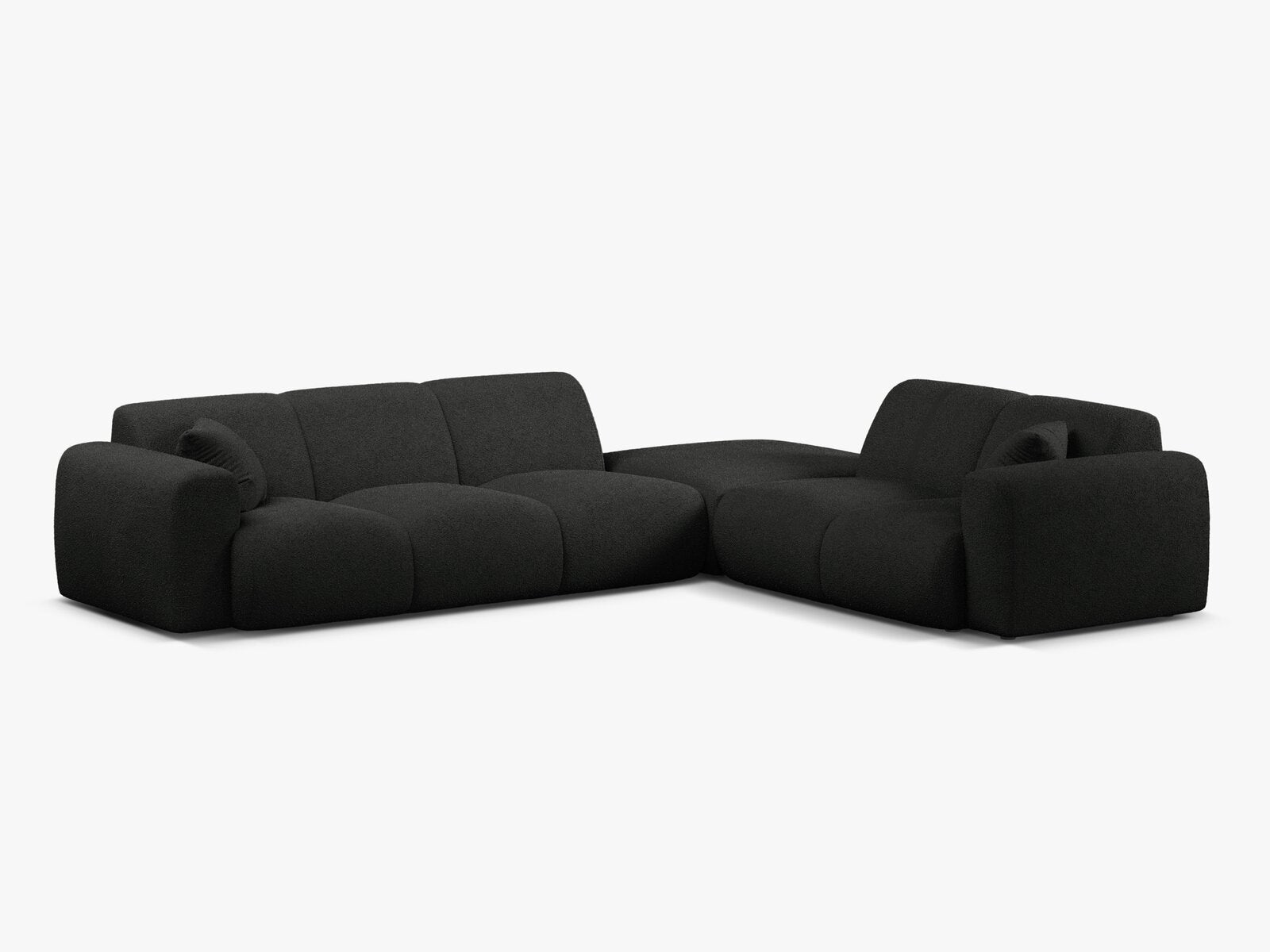 Micadoni Ecksofa Molino 6-Sitzer Rechts Boucle Baloo Schwarz