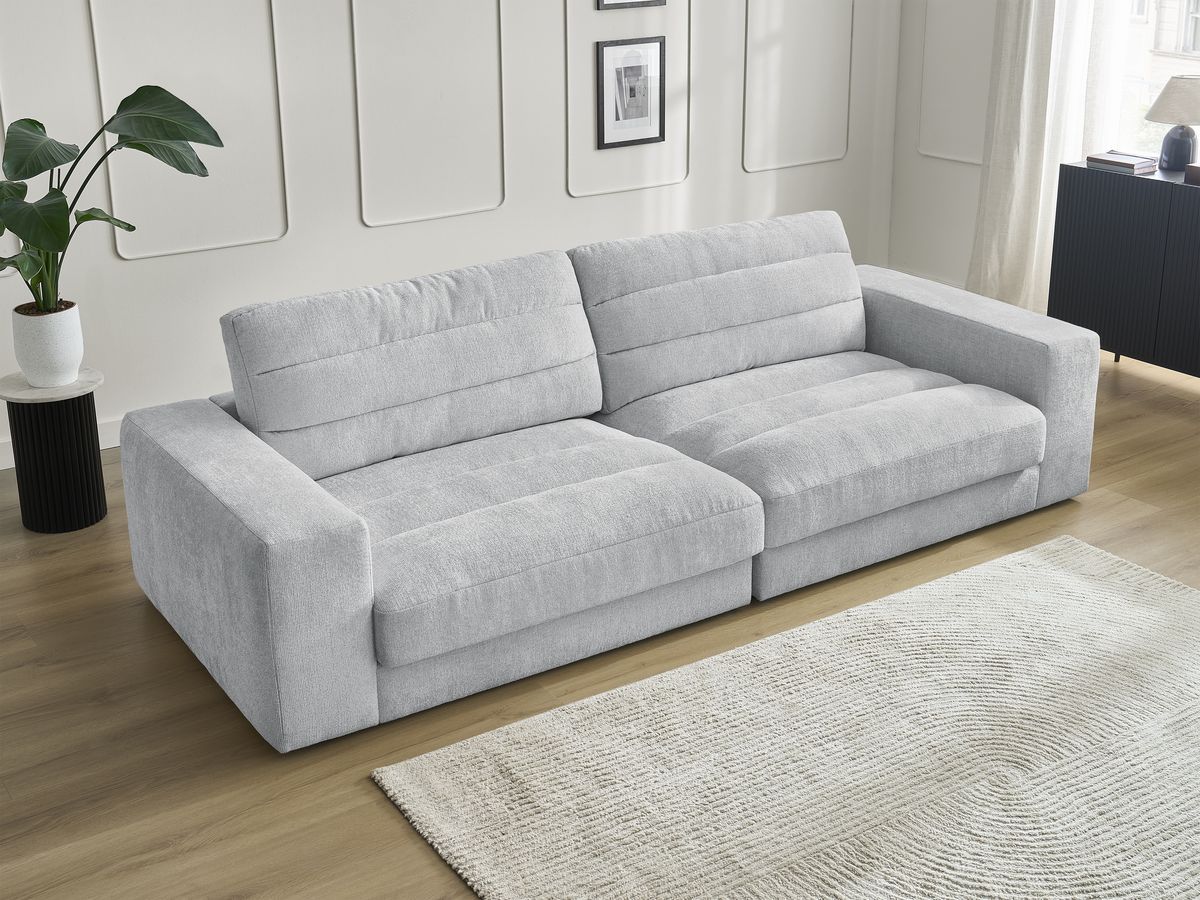 Bobochic Sierra Sofa 3-Sitzer Strukturstoff Hellgrau