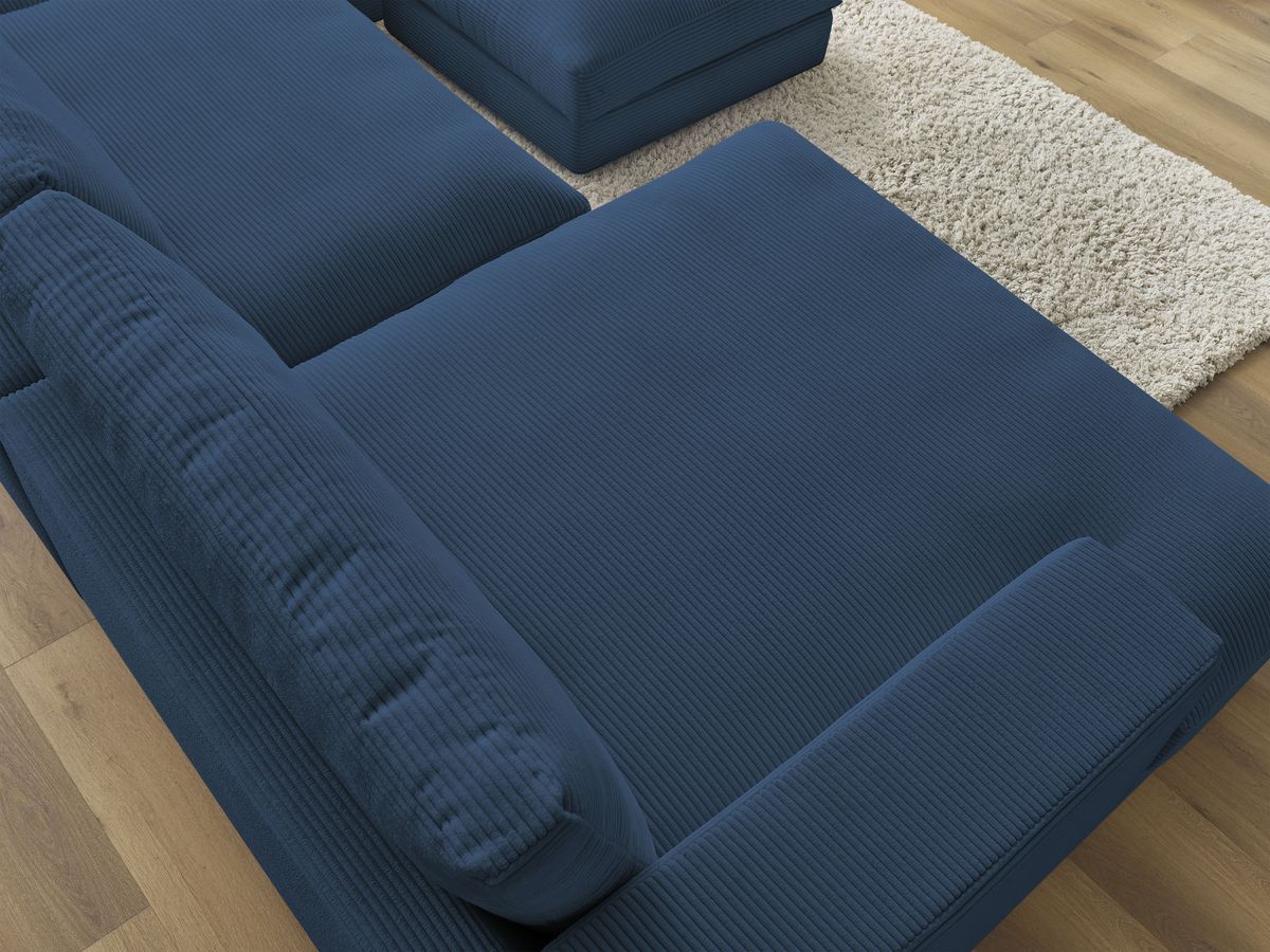 Bobochic Leonard Wohnlandschaft mit Pouf 404 × 159 cm Cordsamt Dunkelblau