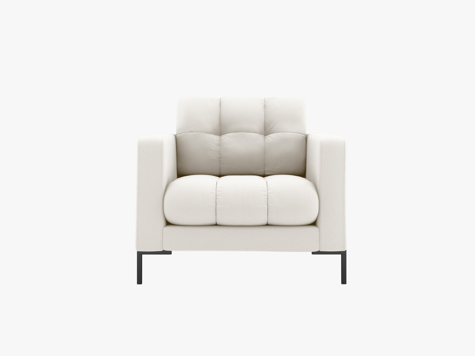 Micadoni Sessel Mamaia 1-Sitzer Strukturierter Stoff Neve Helles Beige schwarze Beine