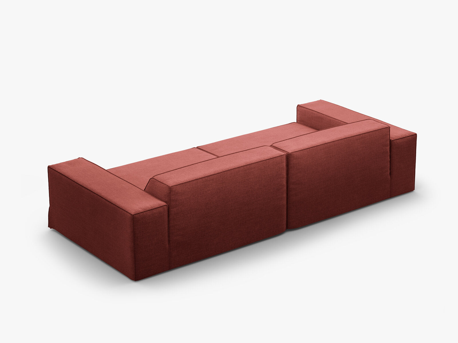 Micadoni Sofa Jodie 4-Sitzer Strukturierter Stoff Lins Kirschholz