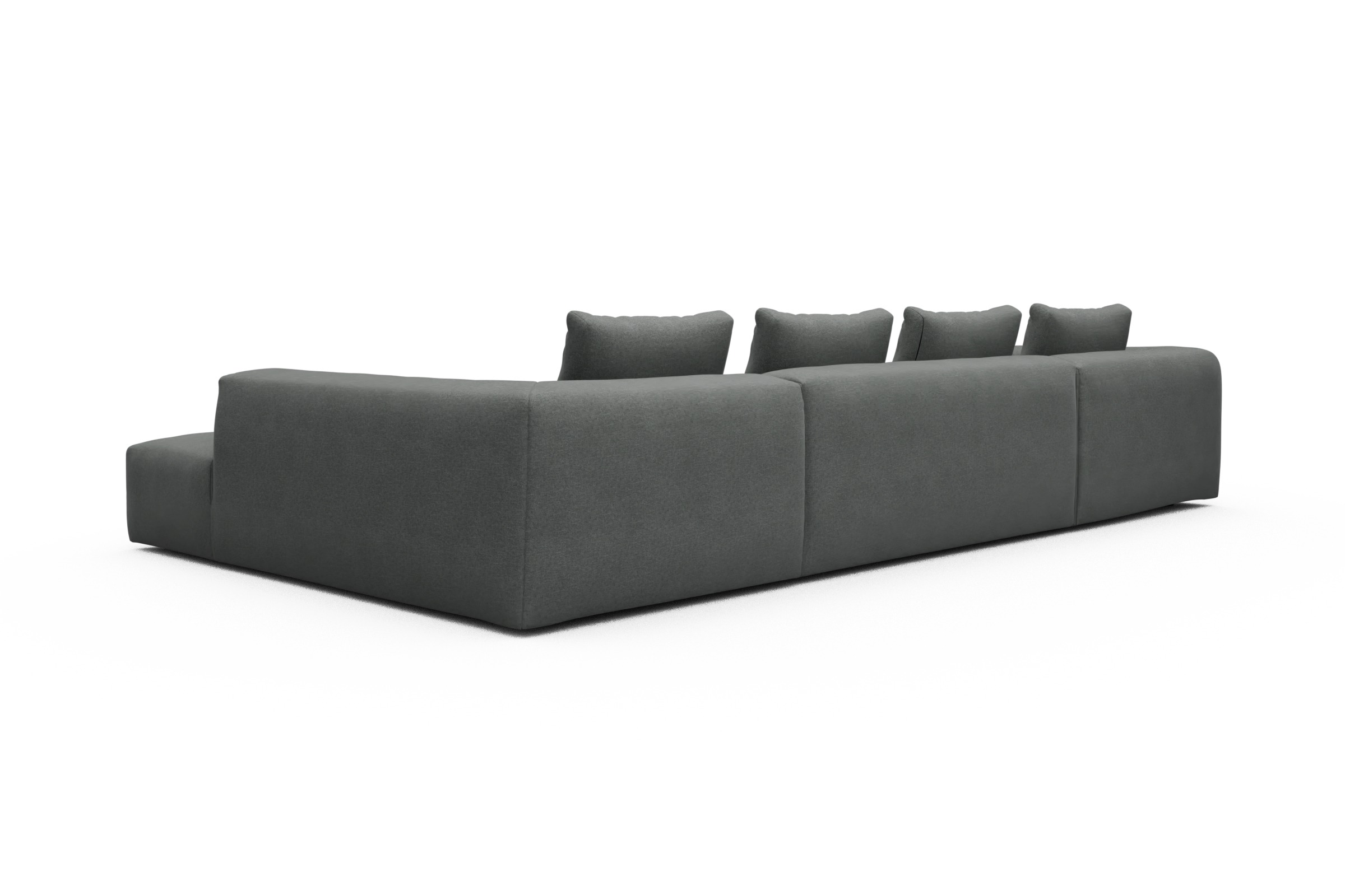 Wohnlandschaft Fred Relax-Ecke rechts mit 2-Sitzer und Chaiselongue links Satya-Steel