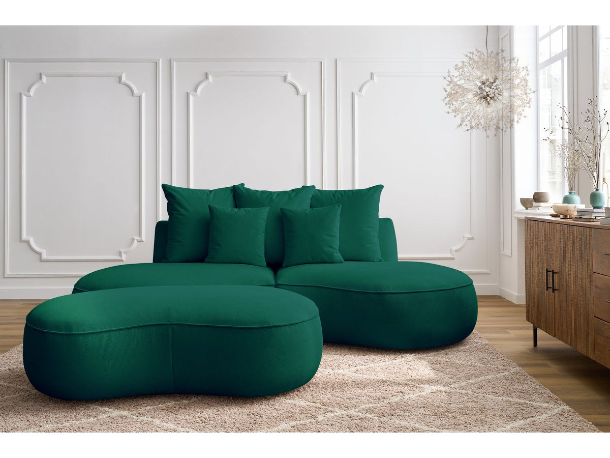 Bobochic Saint-germain Sofa 5-Sitzer mit Pouf Strukturstoff Grün