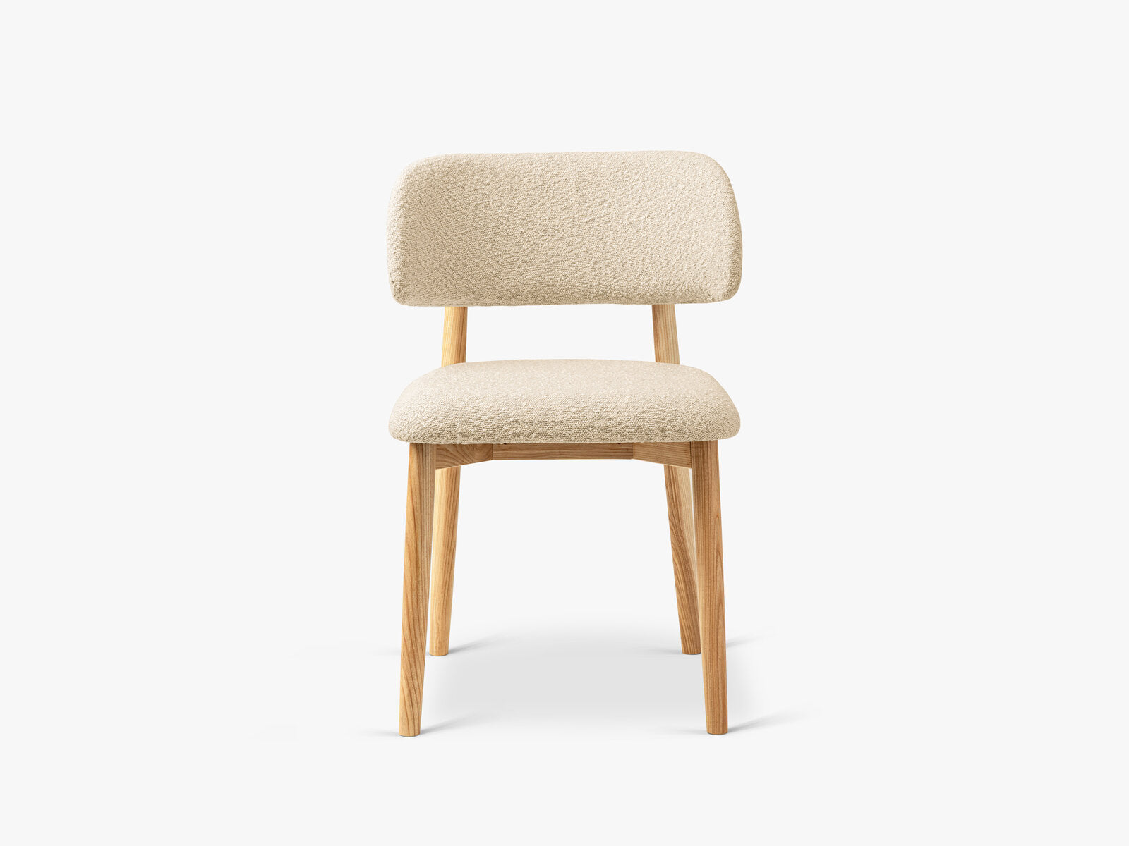 Micadoni Stuhl Evan Boucle Baloo Beige Natürliches Buchenholz