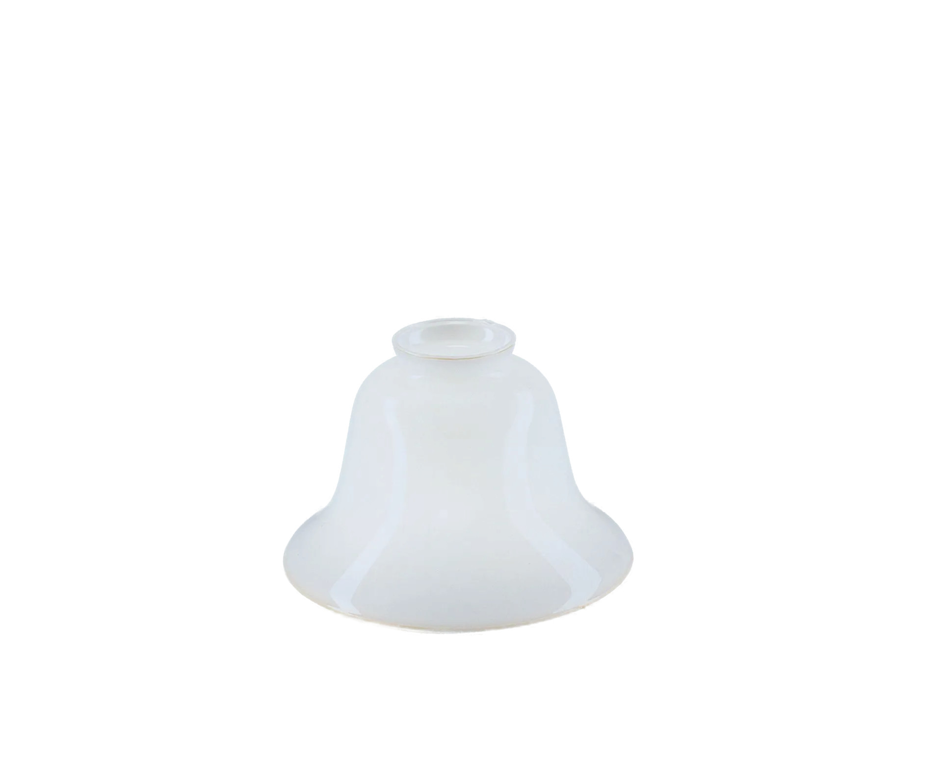 Berliner Messinglampen Glasschirm Nr. 40 Glockenform, Opalglas weiß glänzend