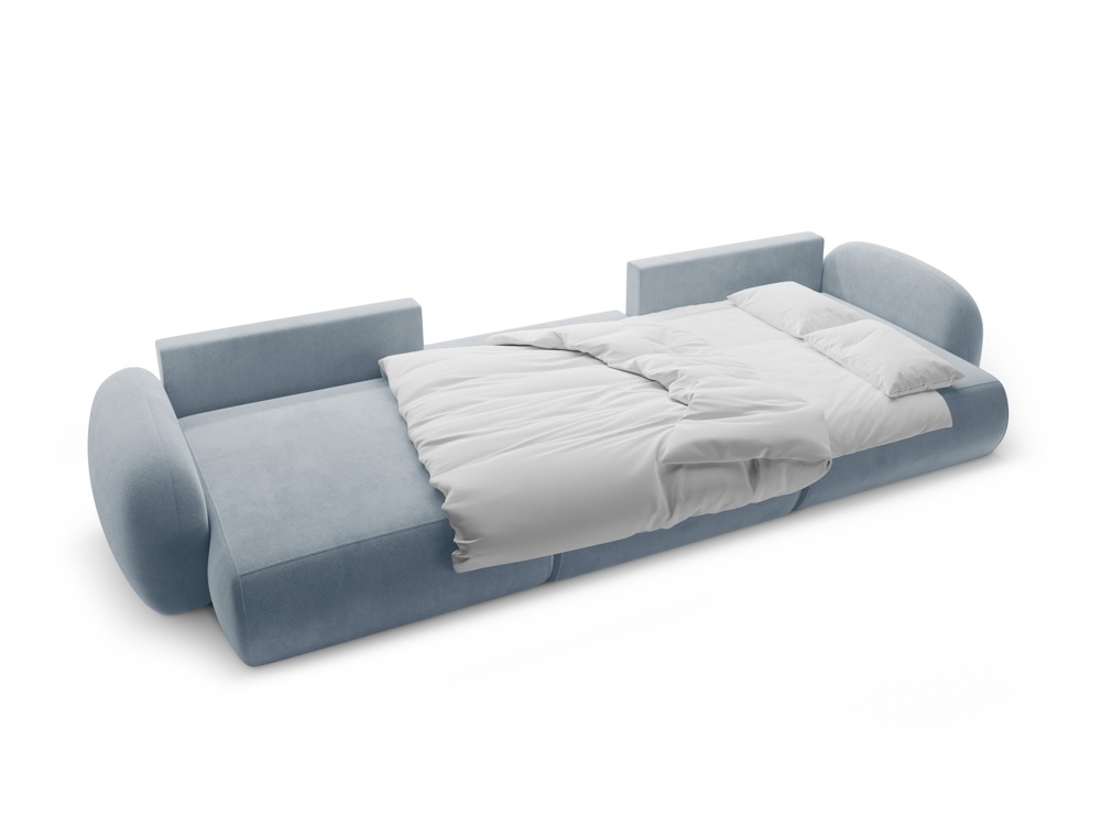 Cosmopolitan Design Panoramasofa Tonale 5-Sitzer mit Schlaffunktion und Bettkasten Samt Magic Velvet Blaugrau