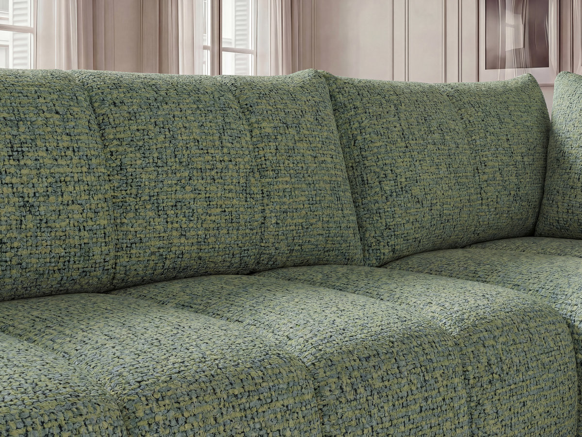 Bobochic Nesty Ecksofa in L-Form, 256 cm Melange-Stoff Hellgrün Ecke rechts