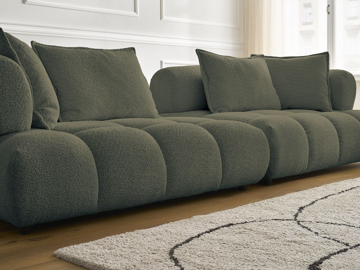 Bobochic Alya Sofa 4-Sitzer Bouclé-Stoff Grün