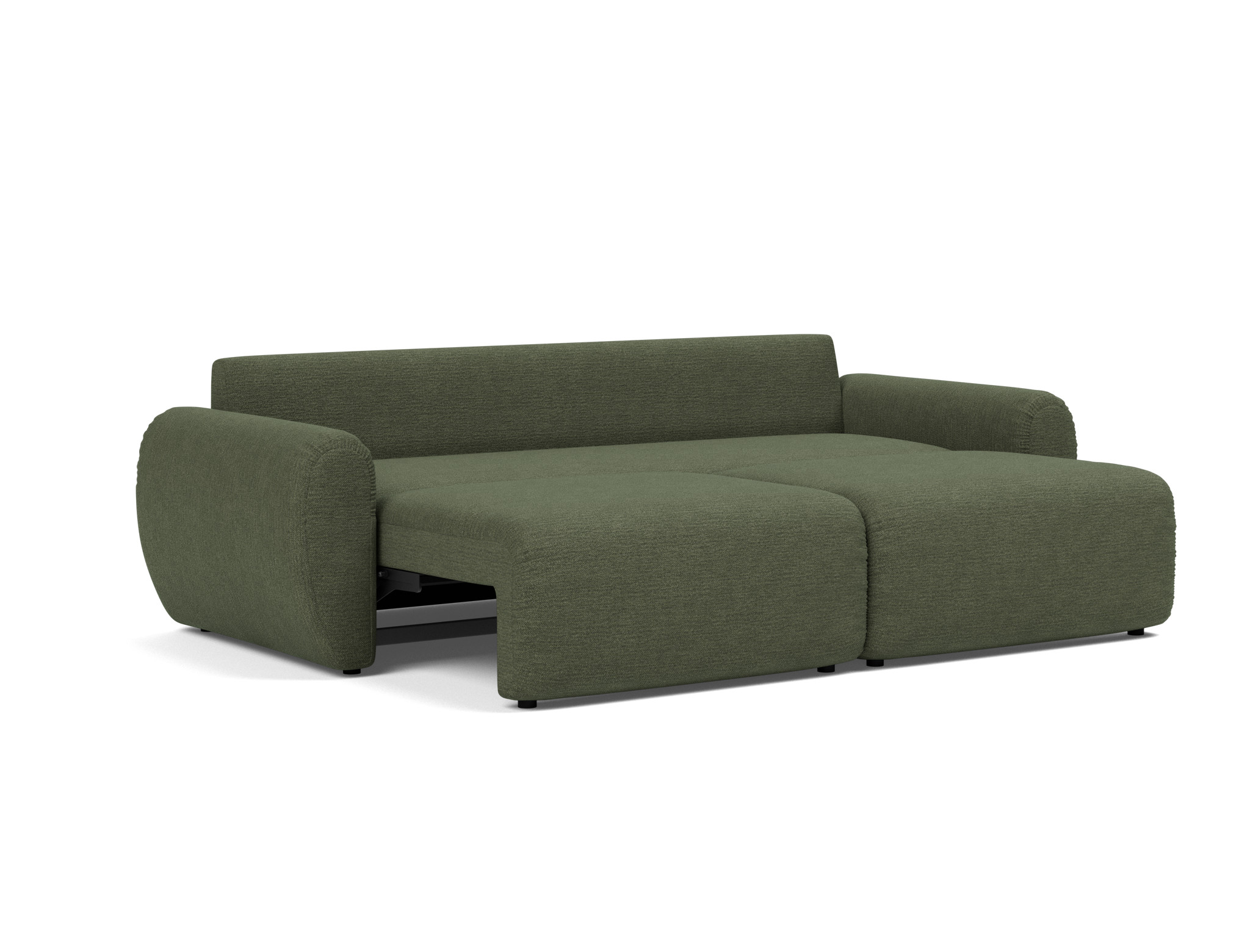 Schlafsofa Norum mit Curve-Armlehnen Strukturierter Stoff Taura 353-Forest