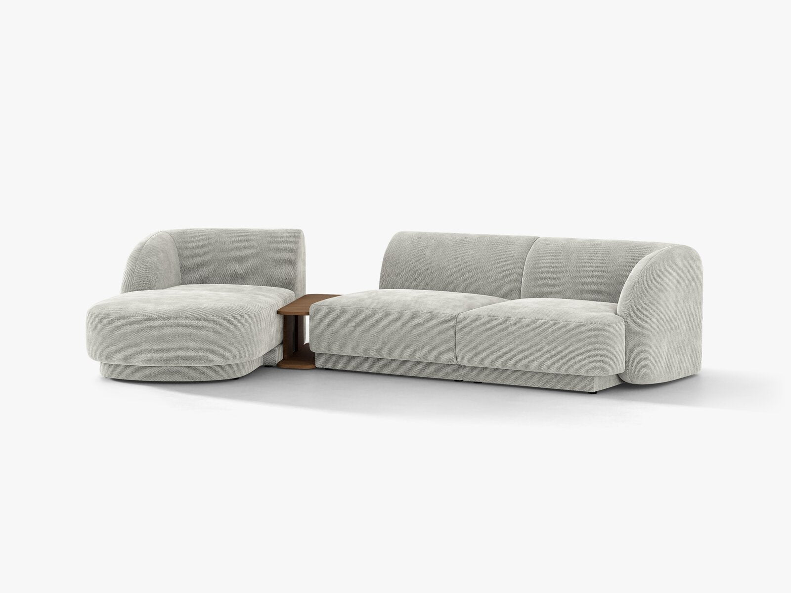 Micadoni Modulares Sofa Miley mit Recamiere 3-Sitzer Links Chenille Eden Silber