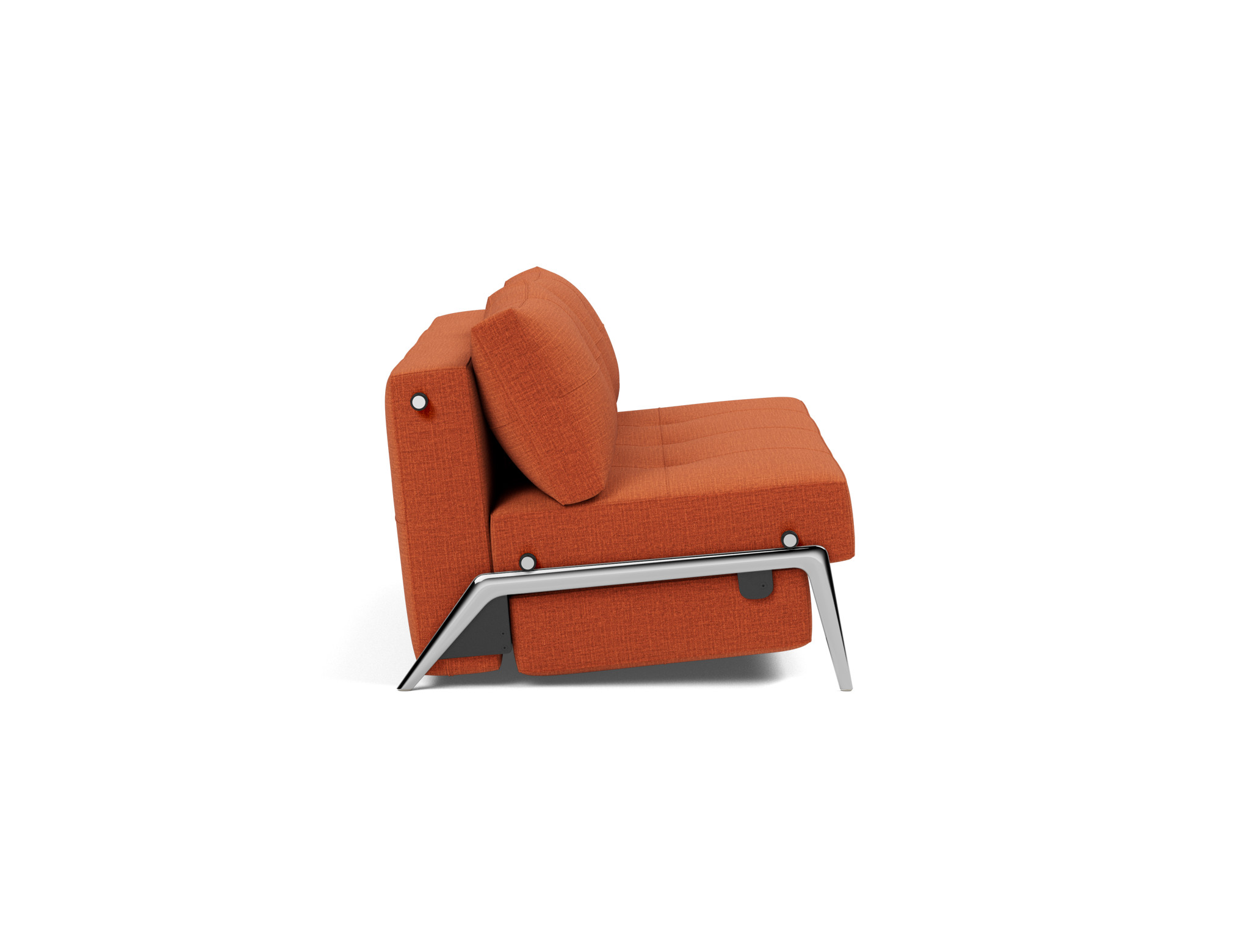 Schlafsofa Cubed 160 Chenille Esina 412-Rust-Orange Beine Aluminium