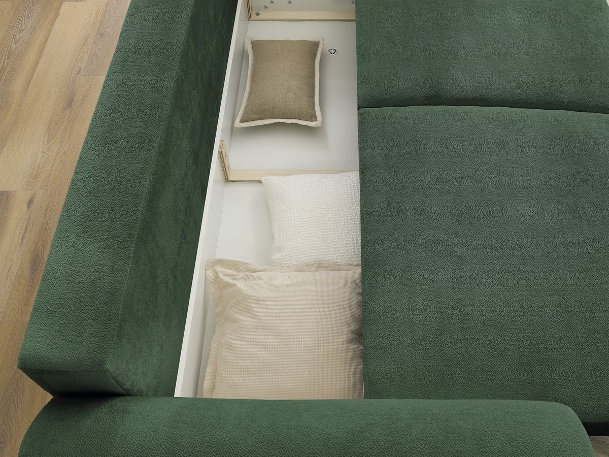 Bobochic Lucien Schlafsofa 3-Sitzer mit Bettkasten Stoff Grün