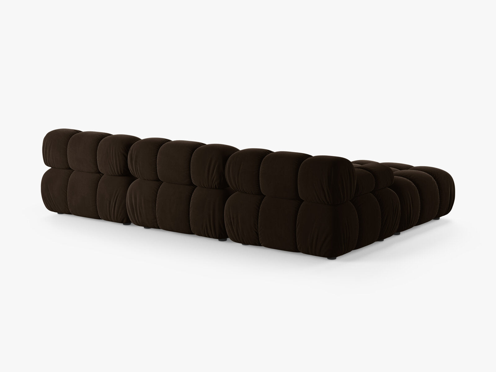 Micadoni Modulares Sofa Bellis 4-Sitzer mit flachem Modul Samt Bluvel Dunkelbraun