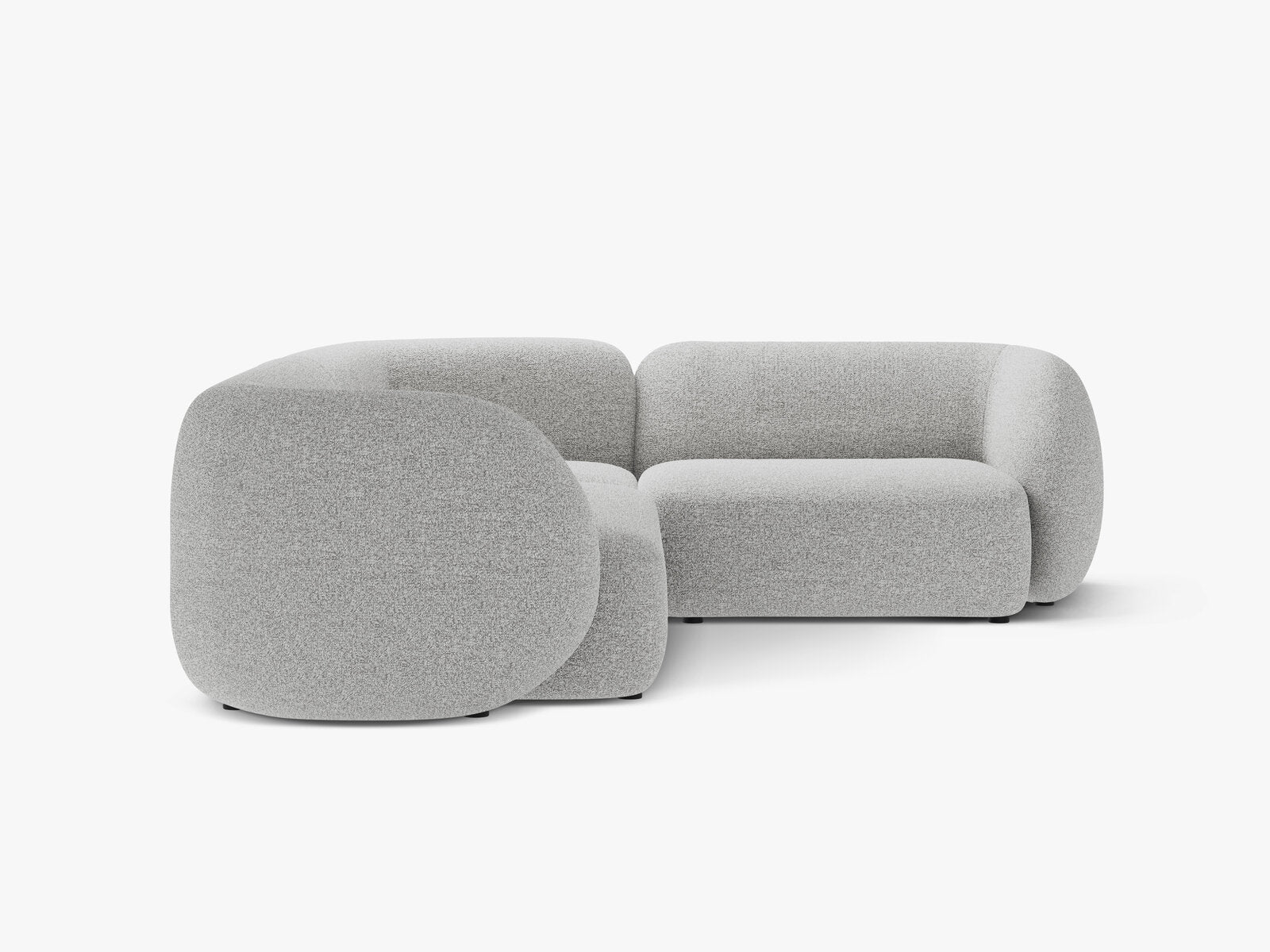 Micadoni Ecksofa Kate 4-Sitzer Rechts Strukturierter Stoff Hellgrau Melange